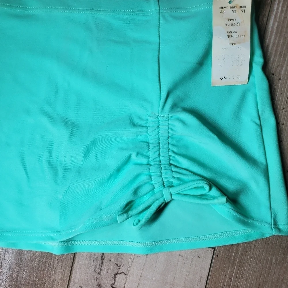 NWT ZEROXPOSUR Girl’s Turquoise Ruched Swim Skirt Coverup M 10 / 12